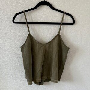 Free People Green Khaki Top